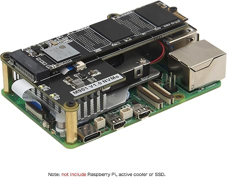 Geekworm M901 PCIe to M.2 HAT Key-M NVMe SSD PIP Board for Raspberry Pi 5
