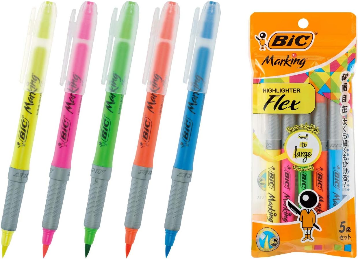 Marking Highlighter flex brush pen type fluorescent 5