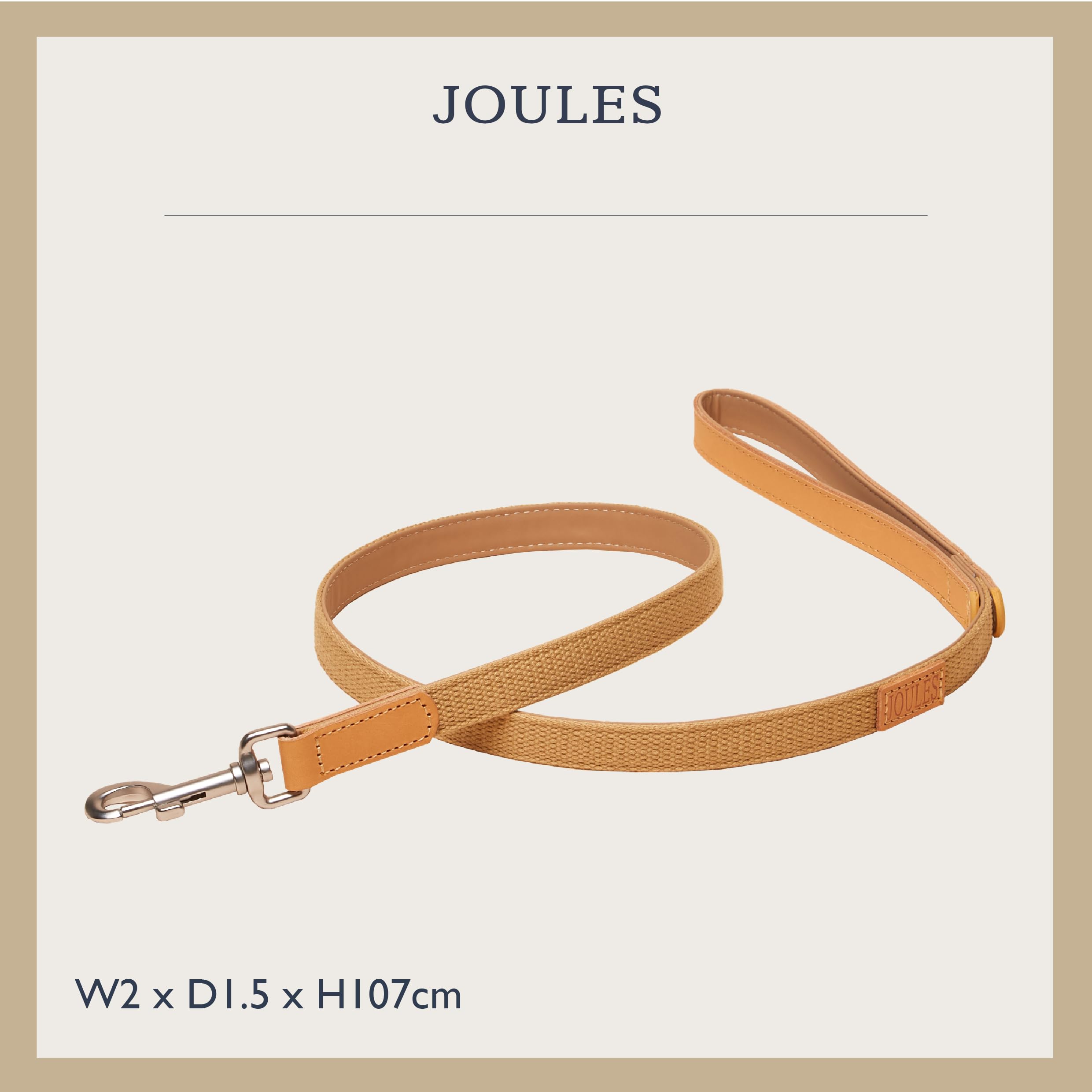 Rosewood x Joules Tan Dog Lead - Durable Leather and Webbing Detail, Stylish Design with Brushed Metal Clip, Premium Pet Accessory - Image 3