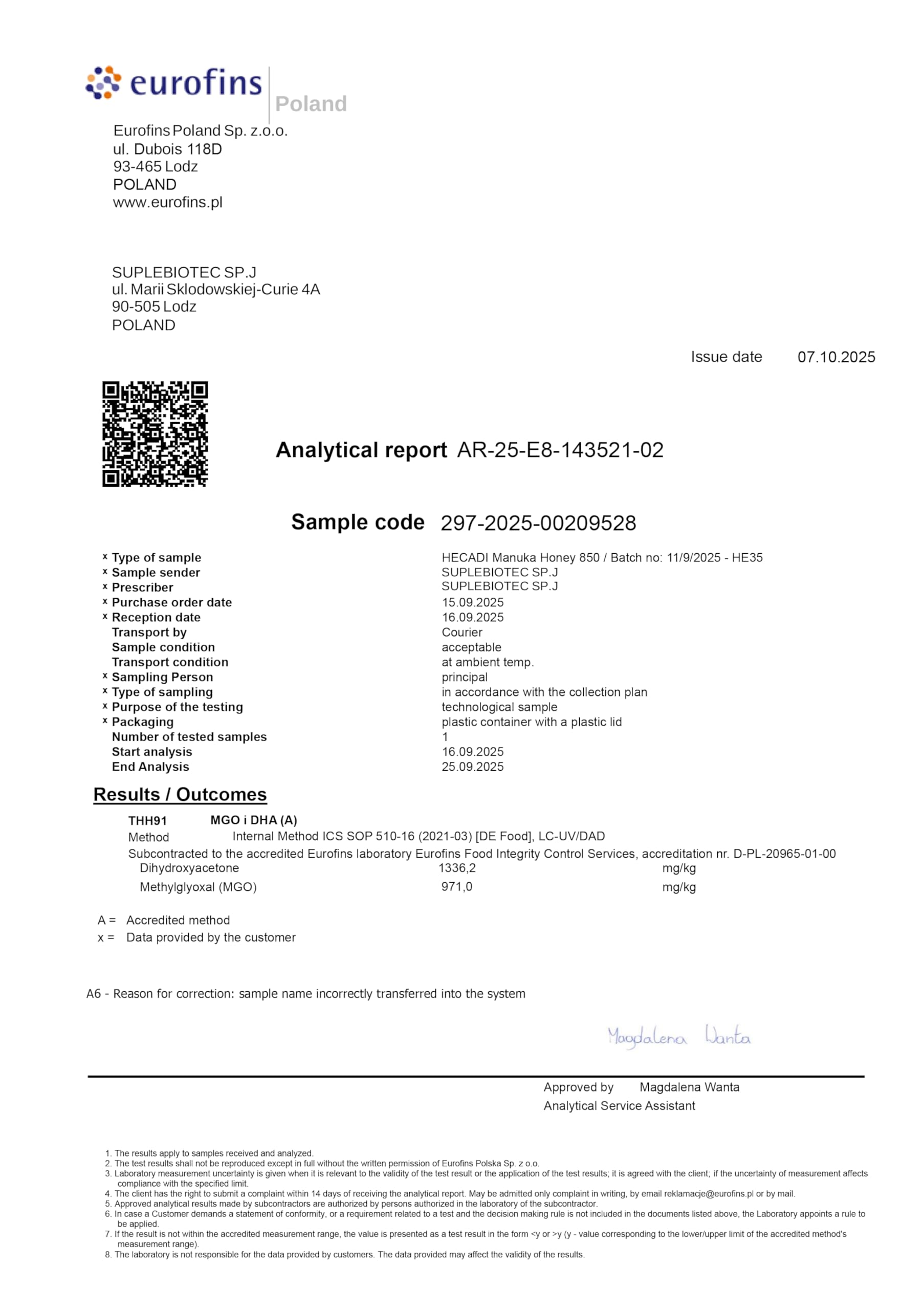 Manuka Honig 850+ MGO Hecadi® I Original Honig aus Neuseeland I mit zertifiziertem und Garantiertem Inhalt von MGO I 500 g