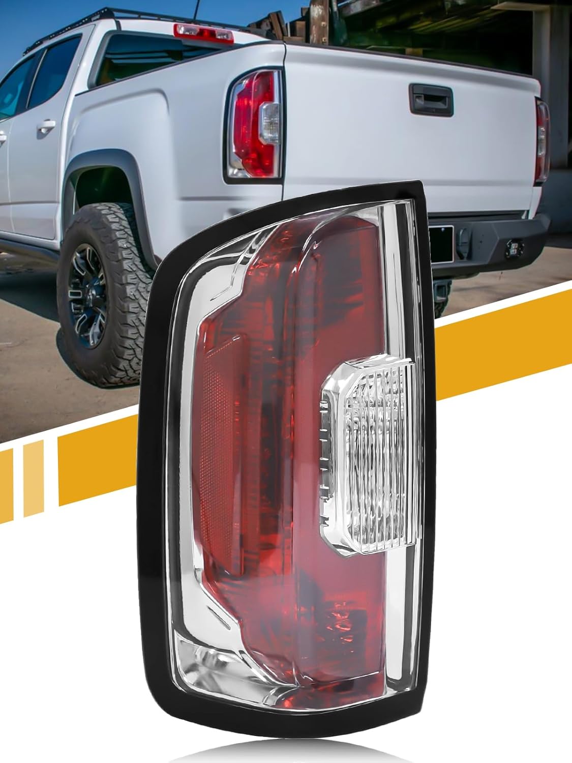 Tail Light Assembly Compatible with GMC Canyon 2015-2022 (Terrain,Denali,Base,SL,SLE,SLT), Halogen Rear Lamp for 84916709 84328812 GM2800273, Red+Clear Lens W/Bulbs, Left Driver Side