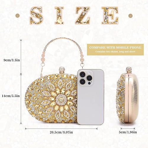 Miniatura 5 de Bolso de mano de noche con diamantes de imitación para mujer, bolsa de mano con diamantes brillantes y brillantes, bolsa de fiesta de boda de cristal