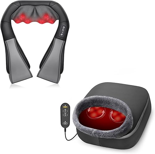 CooCoCo Masajeador de pies Shiatsu 2 en 1 y masajeador de cuello