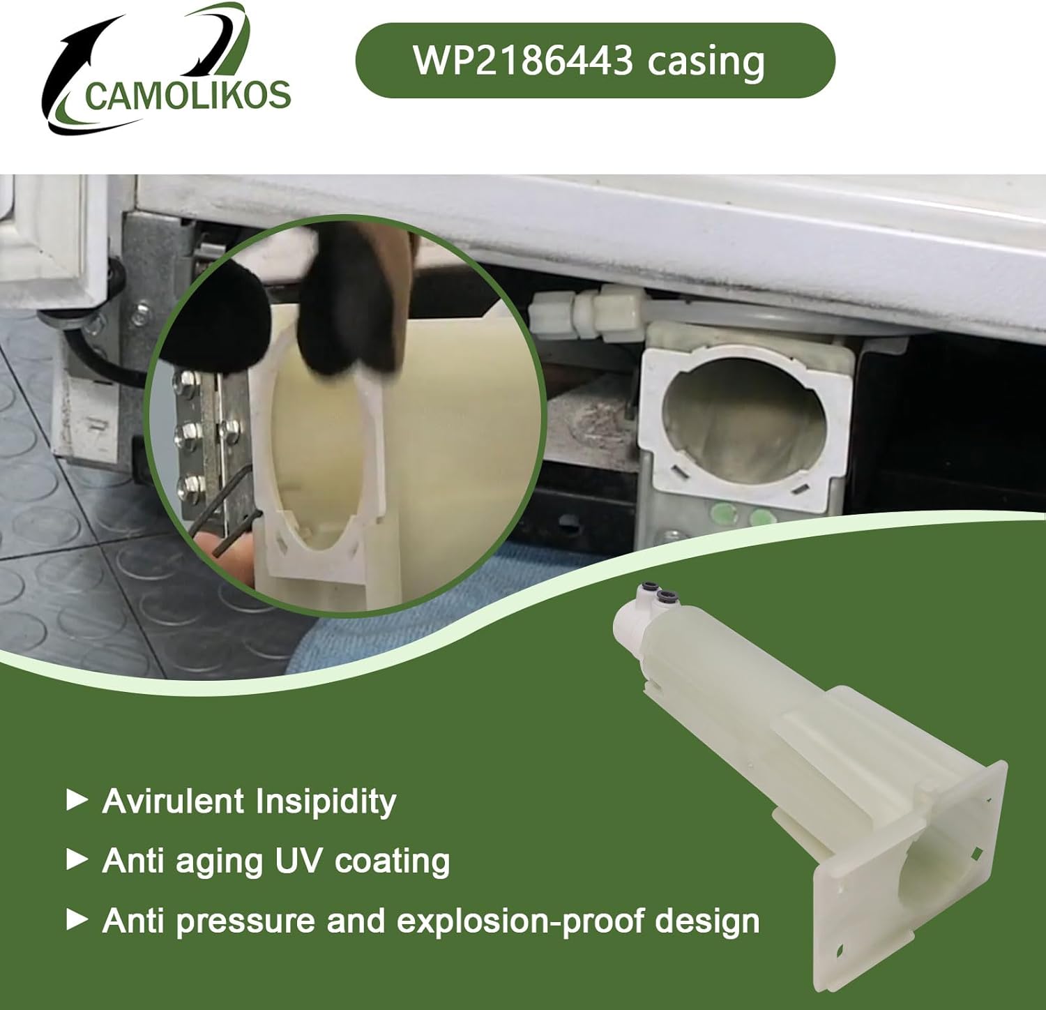 WP2186443 Refrigerator Housing Compatible with Whirlpool KitchenAid 2186443 Refrigerator Housing Replace 451472 AP6006021 PS11739083 EAP11739083