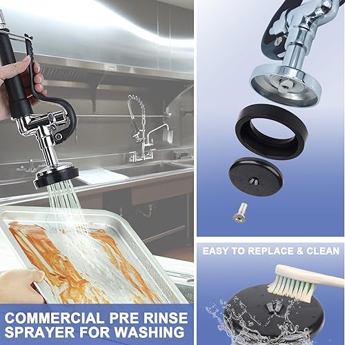Miniatura 2 de Grifo de fregadero comercial con rociador de 8 pulgadas, montaje en pared central, grifo de fregadero de cocina con boquilla giratoria de 8