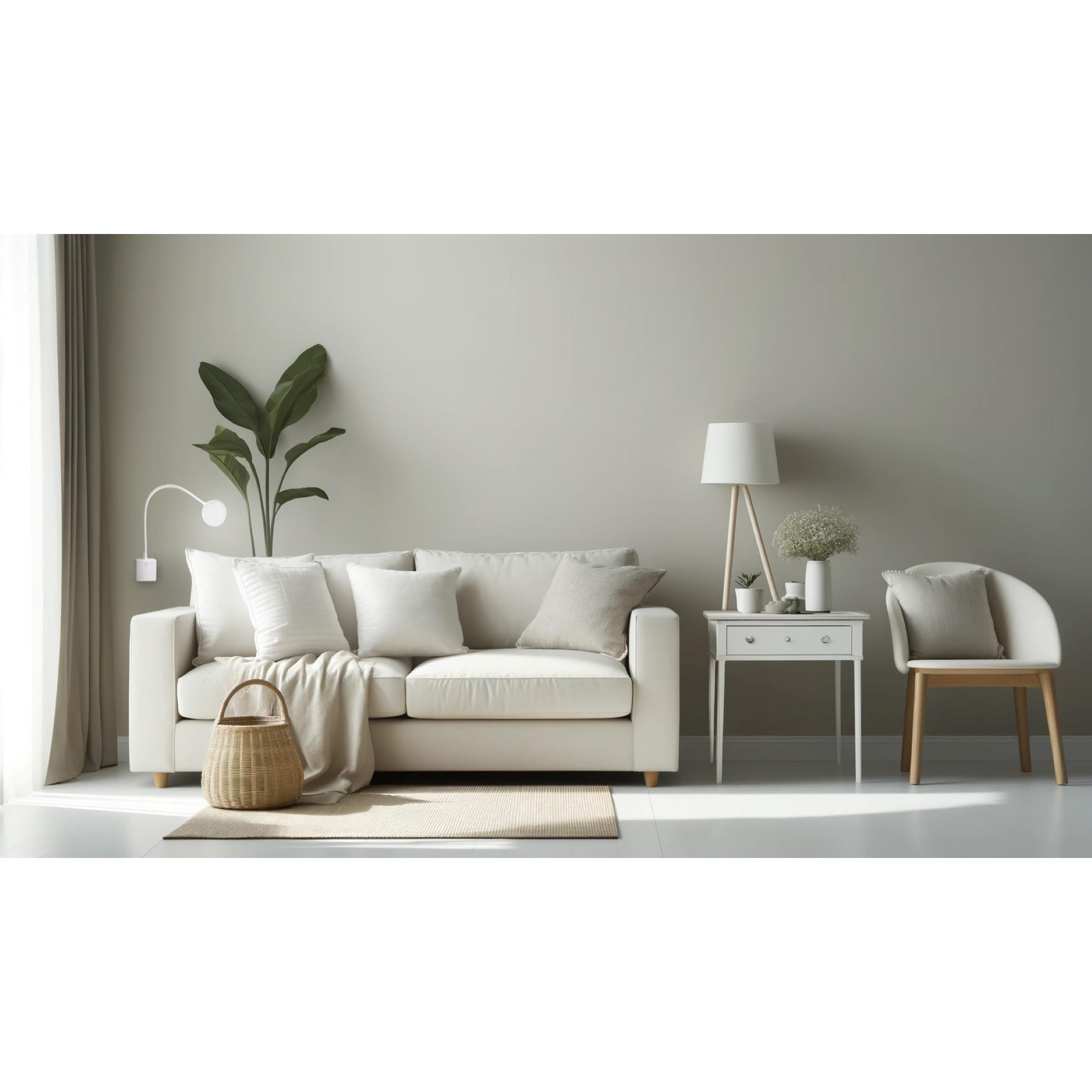 SEBSON® Lampara Enchufe Pared LED Blanca, Luz Lectura Regulable, Luz Nocturna Flexible, 4W blanca neutra 4000K, Aplique Pared - Lampara de Noche