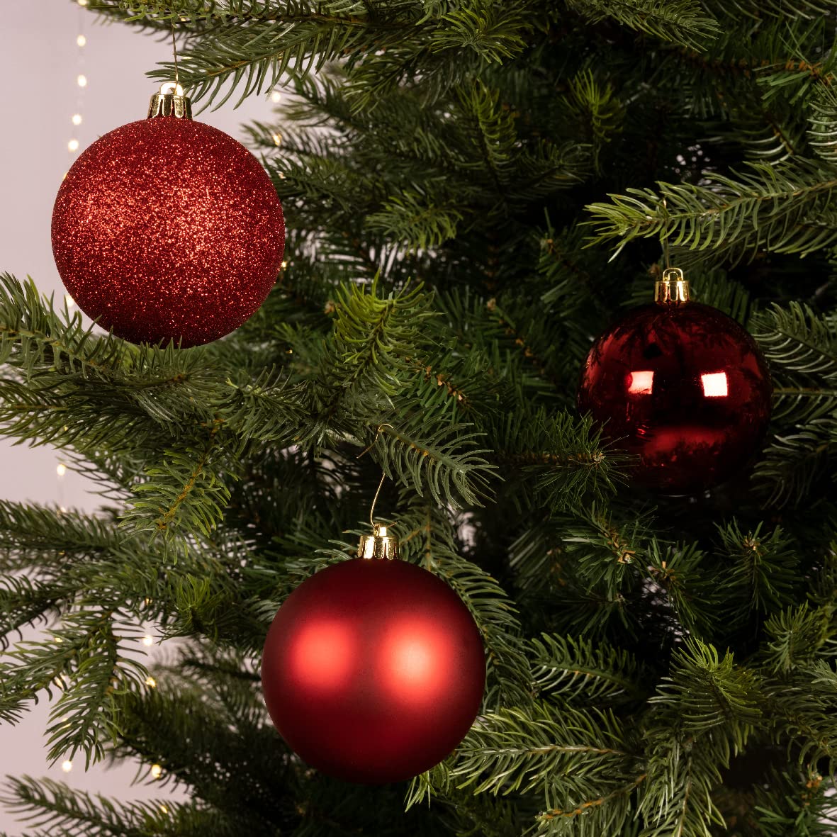 Lot de 34 boules de Noël (D80 mm) Alpine Rouge