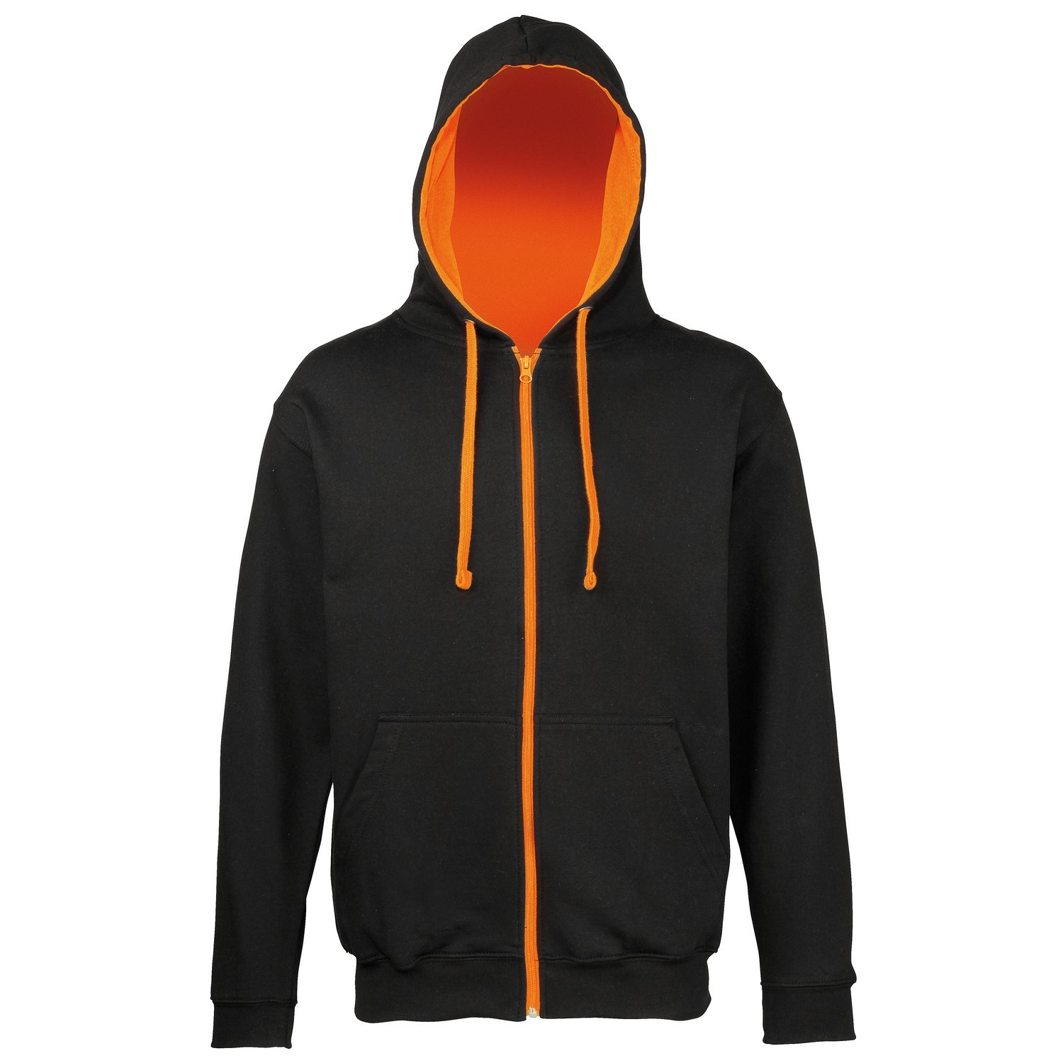 Awdis Mens Varsity Hooded Sweatshirt / Hoodie / Zoodie (L) (Jet Black/ Orange Crush)