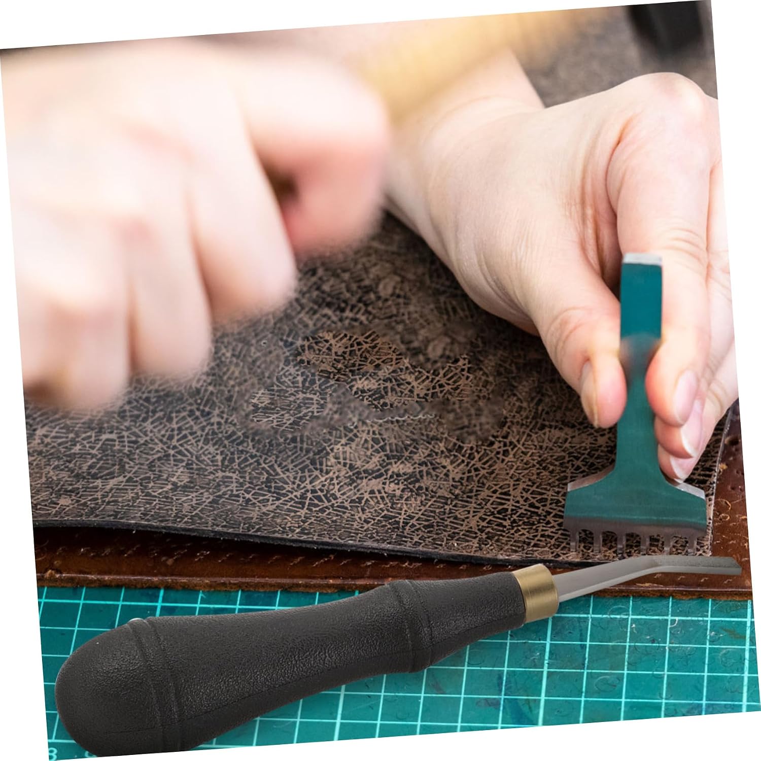 NUOBESTY Leather Beveling File with Anti Slip Handle Stainless Steel