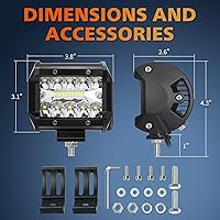 Vista 6 de 4WDKING Luces LED Pod de 4 Pulgadas, 2PCS 120W 12,000LM Triple Fila Flood Spot Combo Luz de Conducción Todoterreno Antiniebla Ditch Trabajo