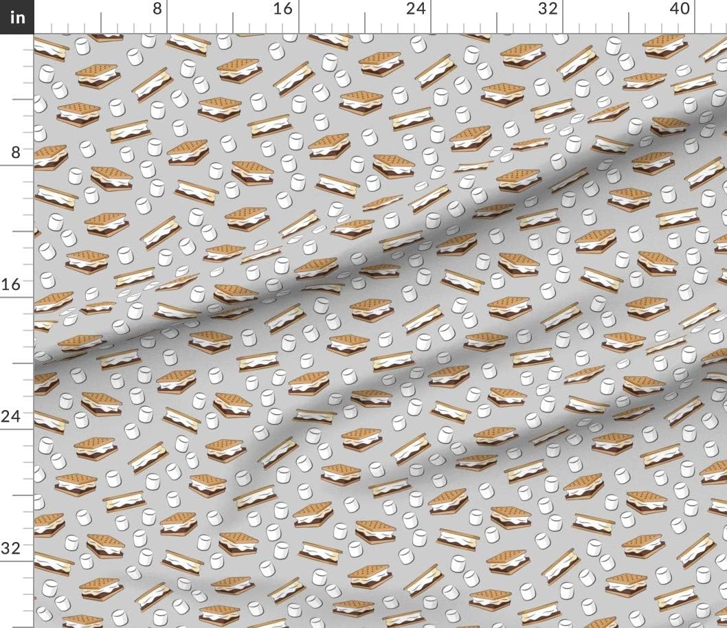 Spoonflower Fabric - Marshmallows Camping Food Printed on Petal Signature Cotton Fabric Fat Quarter - Sewing Quilting Apparel Crafts Decor