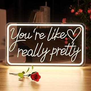 You'Re Like Really Pretty Neon Sign, Warm White Led Neon Signs for Wall Decor,You'Re Like Really Pretty Led Light Sign for Girls Room Vanity Bedroom Offices Decor Boutique Really Her Signs