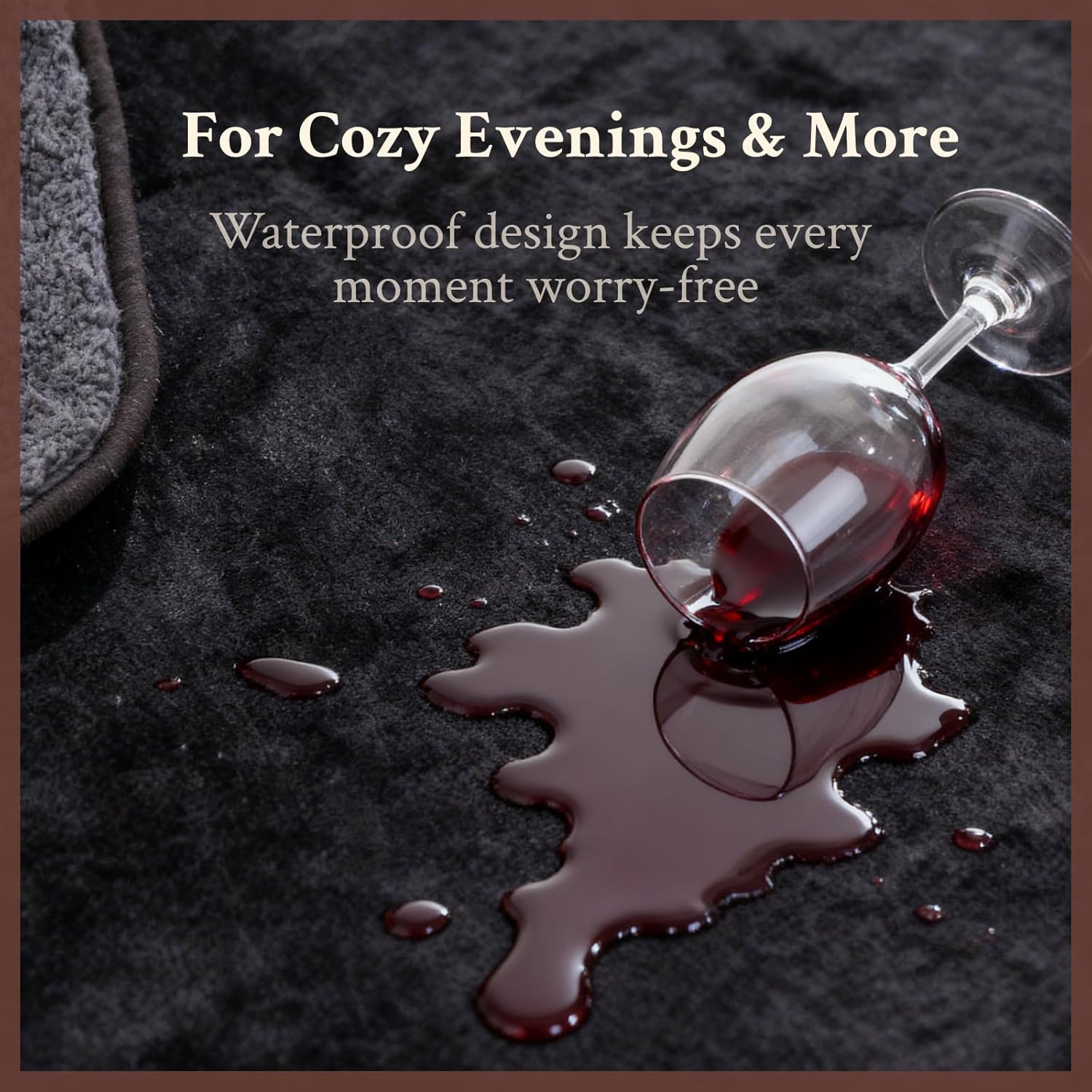 Waterproof Blanket for Bed - King Sized (80"x90") Plush Water Proof Blanket to Protect Furniture, Stain Resistant, Leak-Proof, Double-Sided Flannel & Sherpa Fleece, Reversible Black & Grey - Image 2