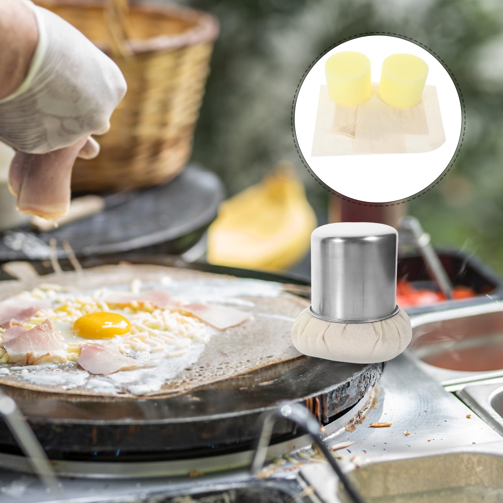 Tofficu 2 Tissus 2 Noyaux Brosse À Huile Pour Crêpes Avec Plateau Pratique Outil De Cuisine Multifonctionnel Pour Badigeonner Et Répartir L’Huile Uniformément