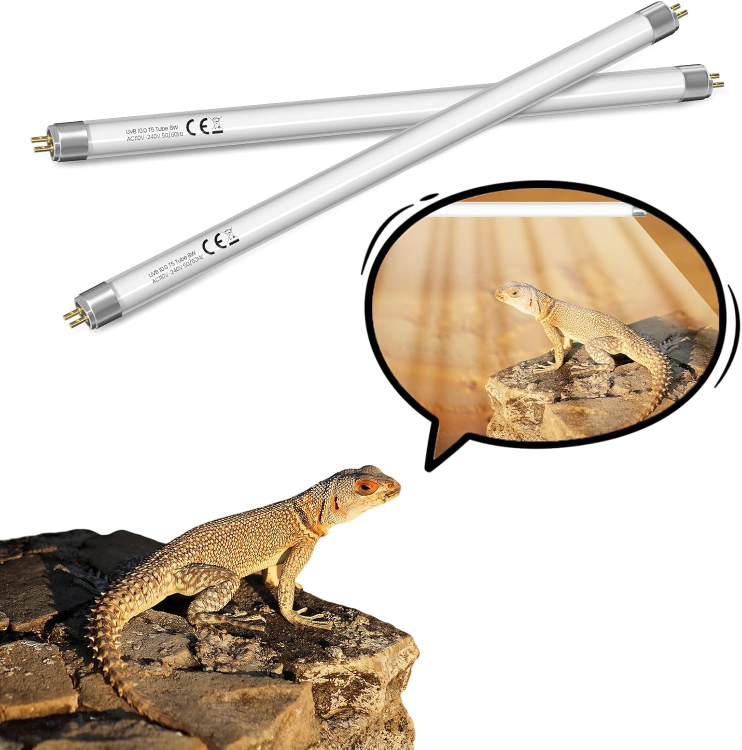 GlowUp 12inch T5 8W 10.0 Reptile UVB Bulb T5 UVB Reptile Light Bulb UVA UVB Lamp Tube for Bearded Dragons Turtles Chameleon and Lizards Tropical Desert Reptiles- 2Pack