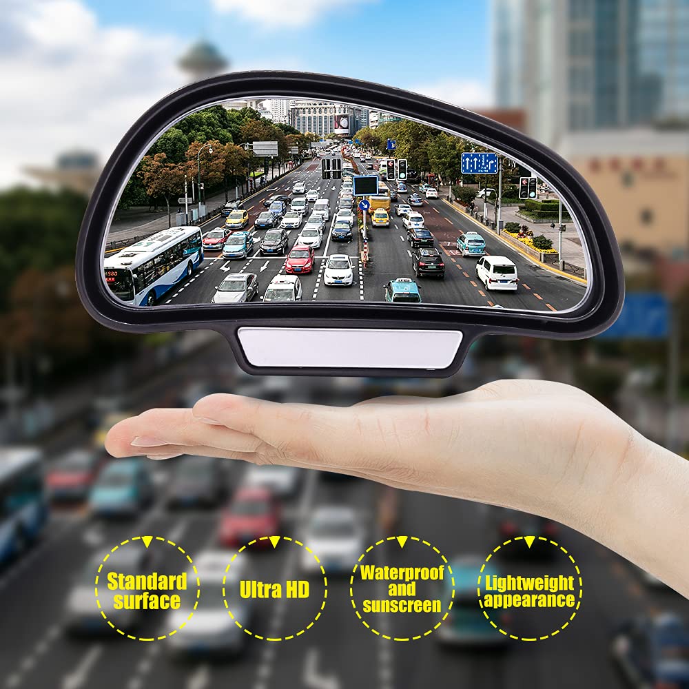 Biqing Specchio Angolo Morto per Auto, HD Grandangolare Regolabile Specchio Retrovisore Aggiuntivo Esterno specchietto Auto Angolo ciec Universale(Destra)