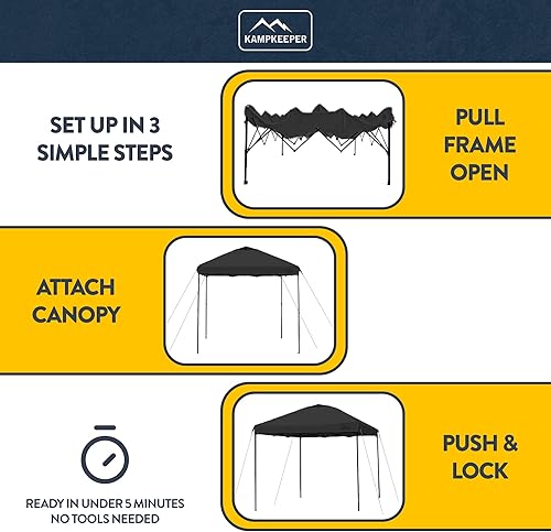 Miniatura 4 de KAMPKEEPER Tienda de campaña desplegable de 10 x 10, impermeable, sombra portátil con paredes laterales, refugio instantáneo ajustable al aire libre