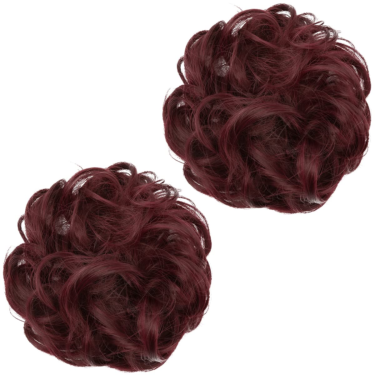 SARLA 2PCS Messy Bun Hair Pieces for Womens Synthetic Scrunchies Buns Extension Hairpieces Updo Pony Tail Wine Red - Image 2