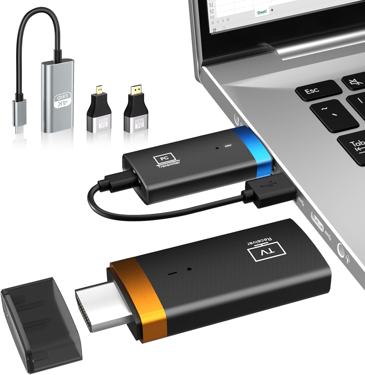 Wireless HDMI Transmitter and Receiver 100FT, 4K Decode 1080P@60Hz HD Output Wireless HDMI Extender, 2.4G&5G Plug&Play Low Latency for Streaming Video/Audio to Monitor from Laptop/PC/TV Box/Projector
