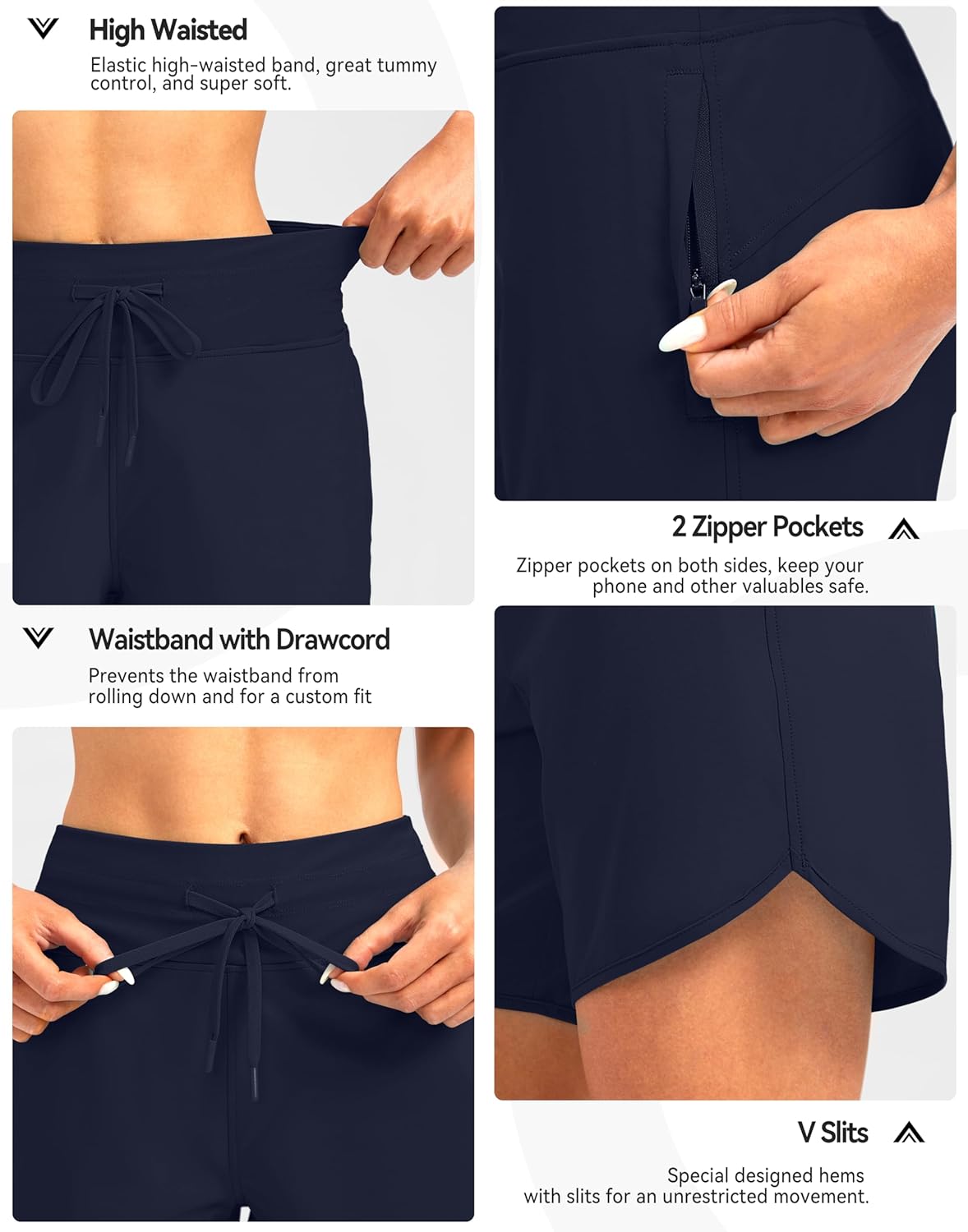 G Gradual Women's 7" Quick Dry High Waisted Swim Board Shorts with Zipper Pockets UPF 50+ Beach Shorts for Women with Liner - Image 4