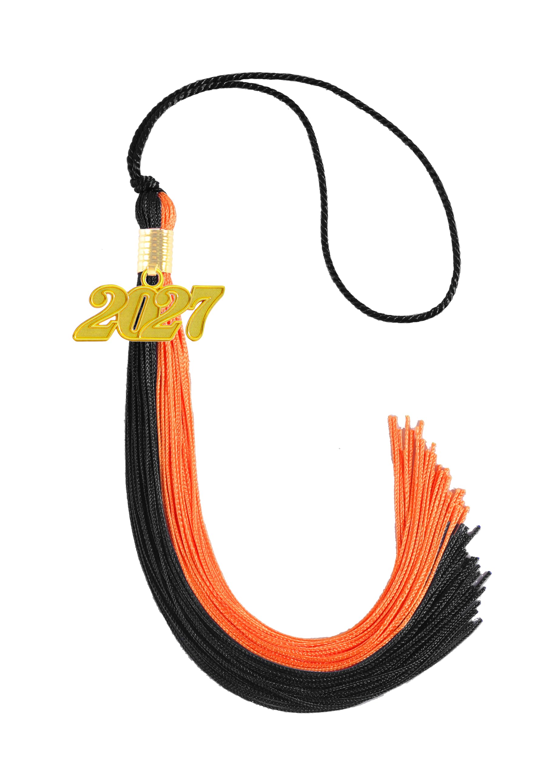 Black and Orange Graduation Tassel 2027 for Grad Cap
