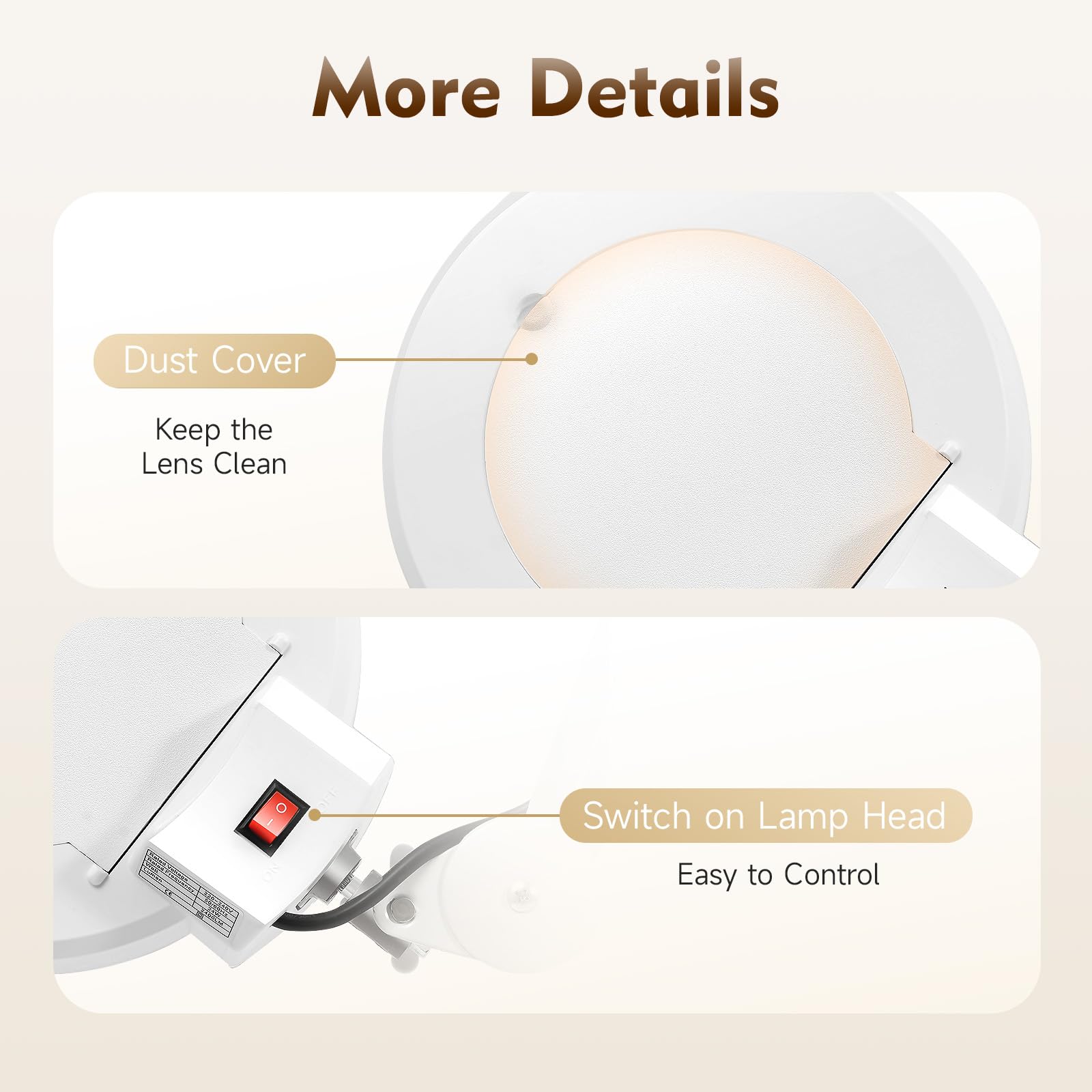 5 lámparas LED con lupa de 125 mm, 5 dioptrías, lupa de pie, lámpara de trabajo y cosmética con trípode, color blanco (5X)