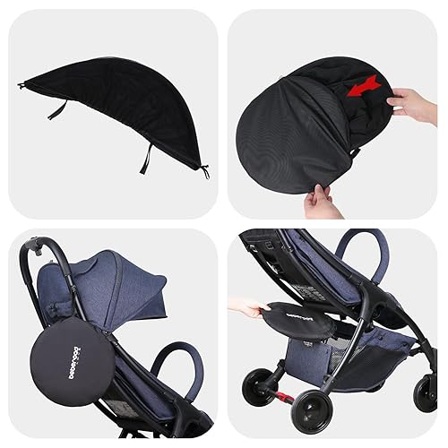 Miniatura 6 de Beberoad Love Parasol universal para cochecito y mosquitera, 2 en 1, con protección UV y cremallera de 2 vías para carros de bebé, cochecitos y