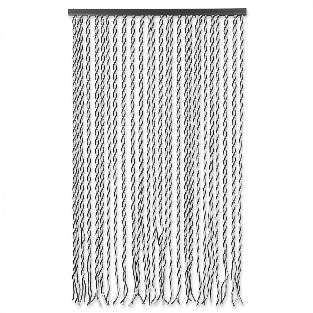 Pincho Cortina para Puerta Exterior Espiral Antimoscas para Puerta, Tiras Bicolor Decorativas, Interior y Exterior Resistente de Paso Fácil para Terraza y Balcón - 90 x 200 cm, 40 Tiras