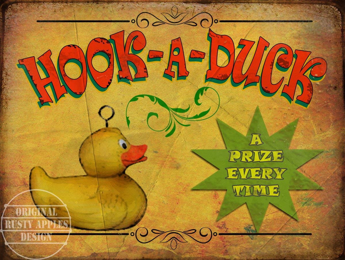The Rusty Apples Metal Sign Co Yellow Hook A Duck Vintage Style Fairground Metal Sign – 3 Sizes To Choose (16” X 12” 400 X 300 Mm)