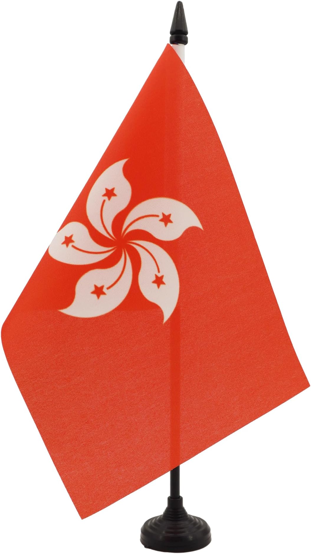 Hong Kong Table Flag 5'' x 8'' - Hong Konger Desk Flag 21 x 14 cm - Black plastic stick and base - AZ FLAG