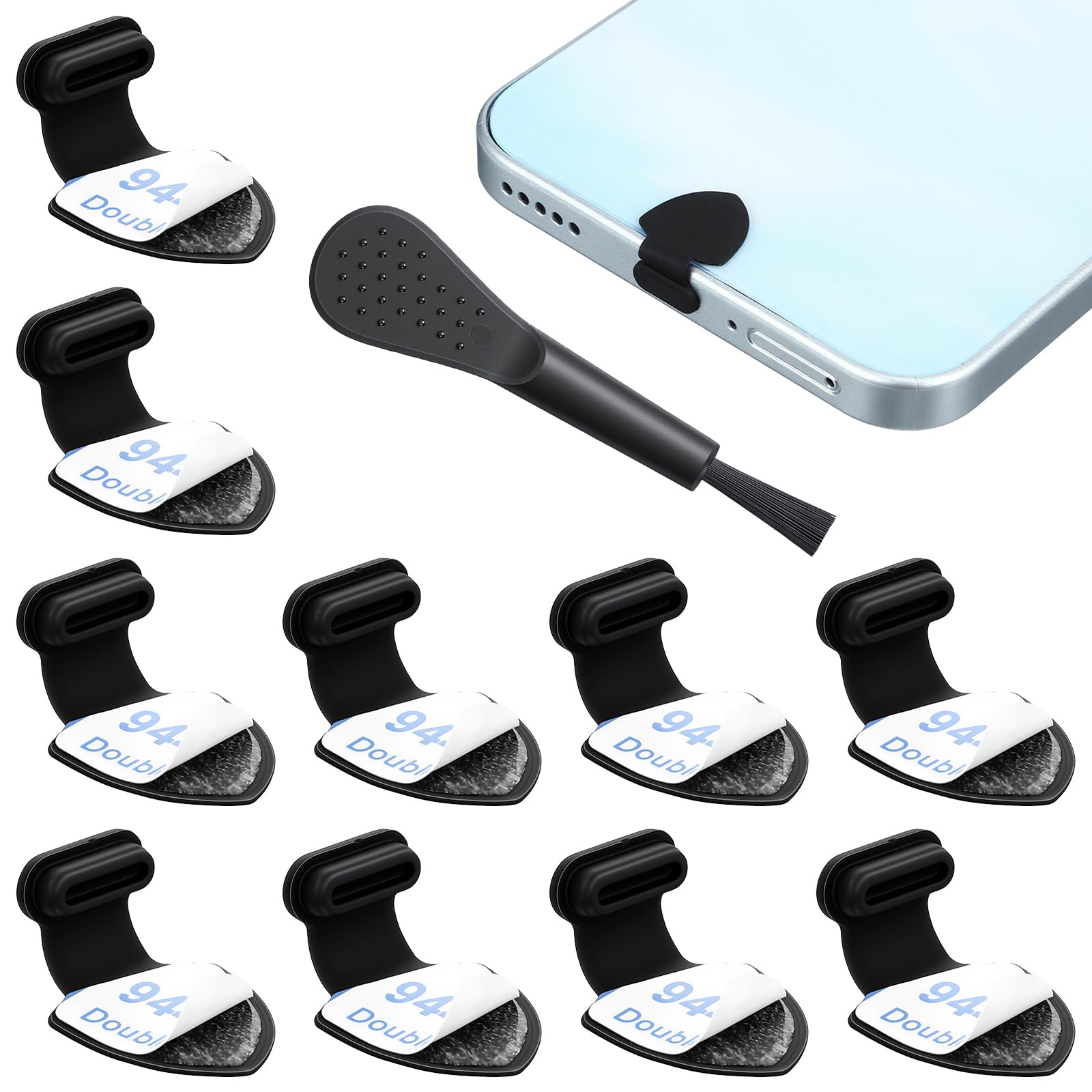 Molain Silikonowe zatyczki przeciwpyłowe USB C, ochrona przed zgubieniem, osłona portu USB C, z 1 szczotką do czyszczenia, ochrona przed kurzem i brudem, do portów typu C, 10 szt