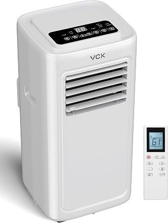 VCK 42dB Ultra-Quiet 8000 BTU Portable AC Unit - 3-in-1 Air Conditioner with Dehumidifier Mode & Turbo Fan, Cools 350 Sq.Ft Spaces, Smart LED Display, Sleep Function, Includes Window Mount Kit Black