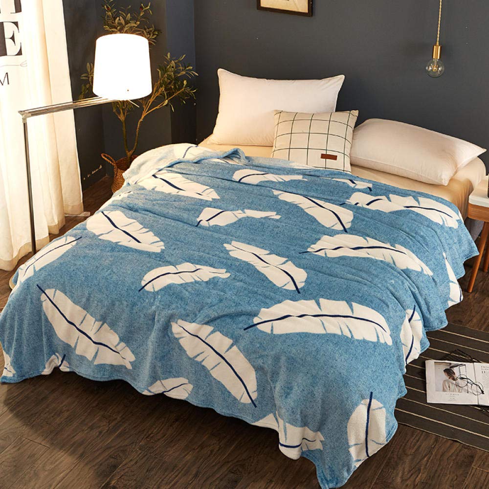 Couverture de lit en laine polaire chaude plaid flanelle bleue 150x200