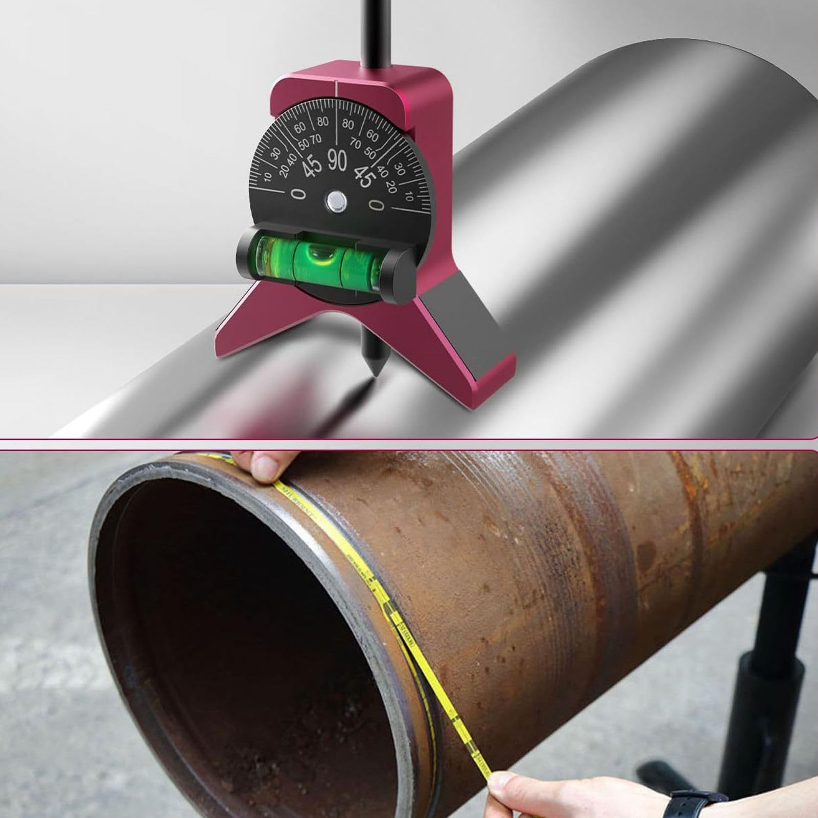 Outil De Centrage De Tuyaux Magnétique Akozon - Pour Diamètres 1.5" à 6", Avec Niveau à Bulle Et Numérotation