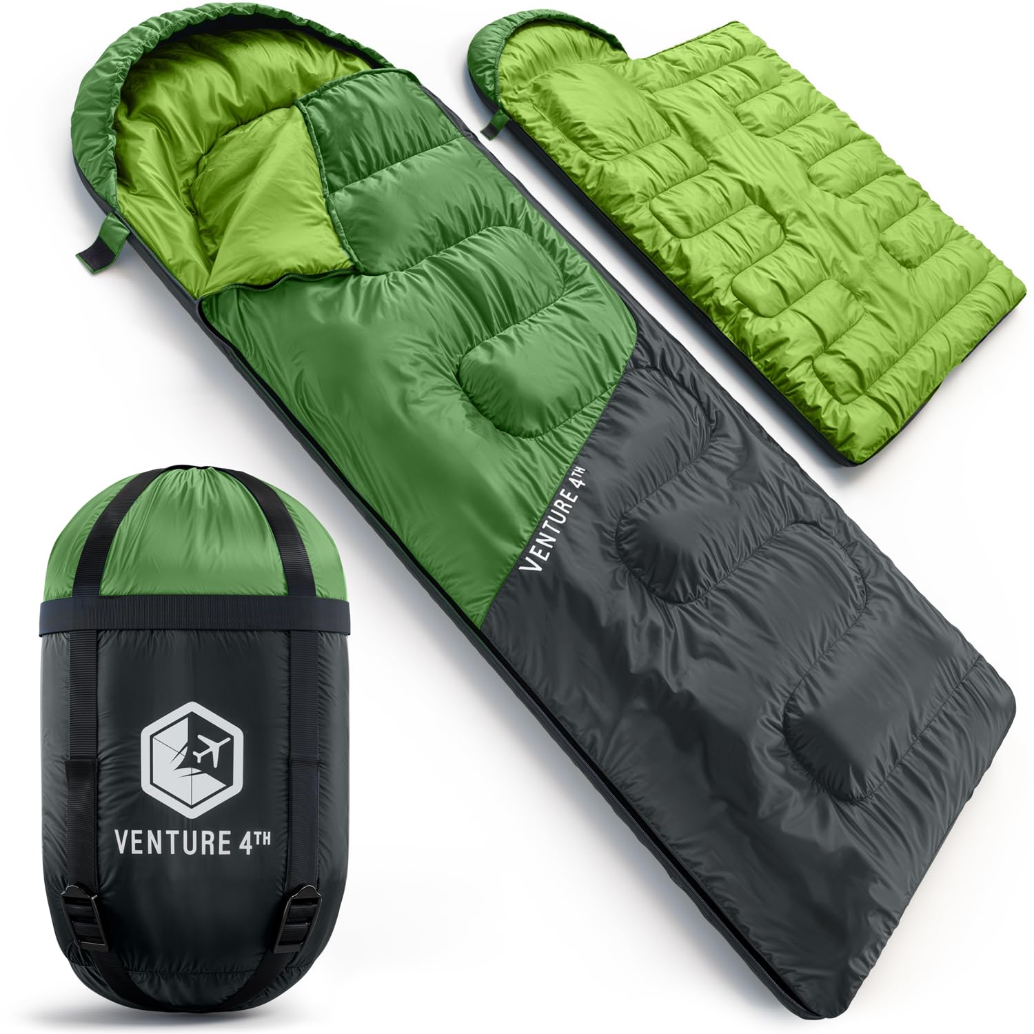 VENTURE 4TH 3-Season Backpacking Sleeping Bag - Green/Gray