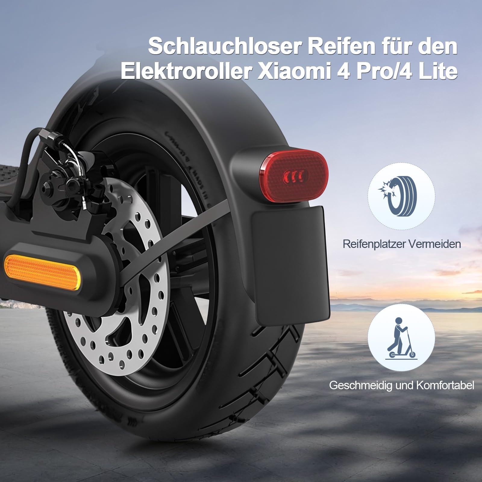 250x54 schlauchloser Reifen 10 Zoll Tubeless Reifen für Xiaomi 4Pro/4Lite Elektroroller Zubehör Explosionsgeschützte Verdickte Straßenreifen Ersatzräder (1 Stück)