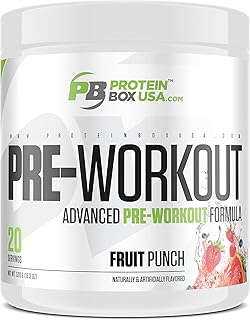 PROTEIN BOX ADVANCED PRE-WORKOUT + FAT BURNER + BCAA'S + CREATINE HCL + NITRIC OXIDE ENHANCER + CITRULLINE MALATE + BETA-ALANINE + BETAINE + ALPHA-GPC| FRUIT PUNCH |