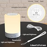 Vista 7 de Kipcush Máquina de ruido blanco con luz nocturna – 20 sonidos de sueño sin bucle, batería recargable, control táctil, 6 temporizadores y función