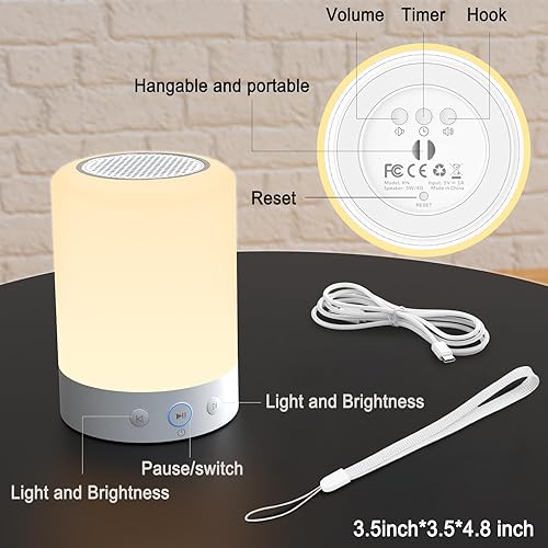 Miniatura 7 de Kipcush Máquina de ruido blanco con luz nocturna – 20 sonidos de sueño sin bucle, batería recargable, control táctil, 6 temporizadores y función