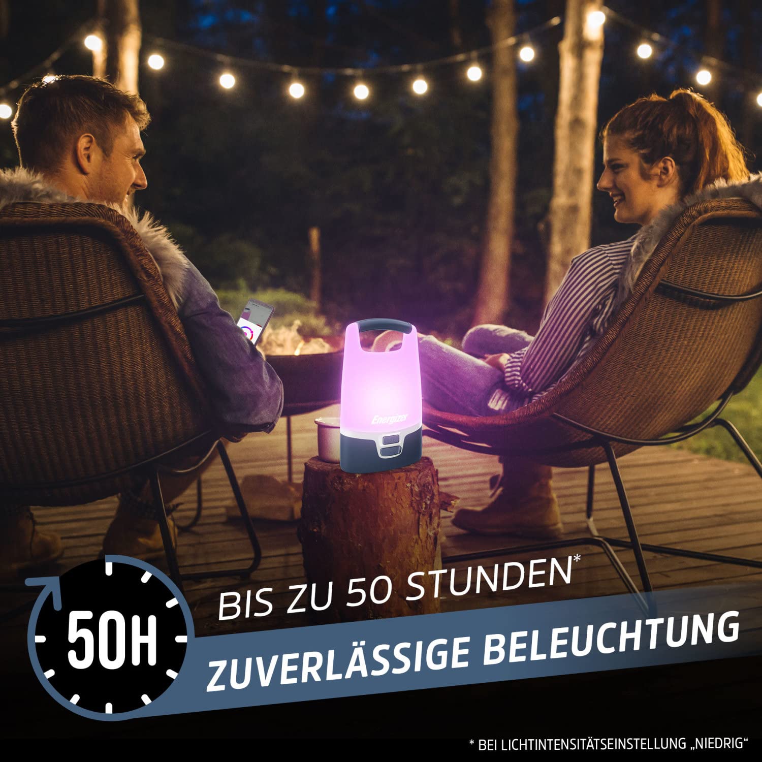 Energizer SMART Campinglampe Wiederaufladbar, 1200 Lumen, IPX4 wasserdicht, 360 Grad Beleuchtung, Camping-Laterne, inkl. Ladekabel