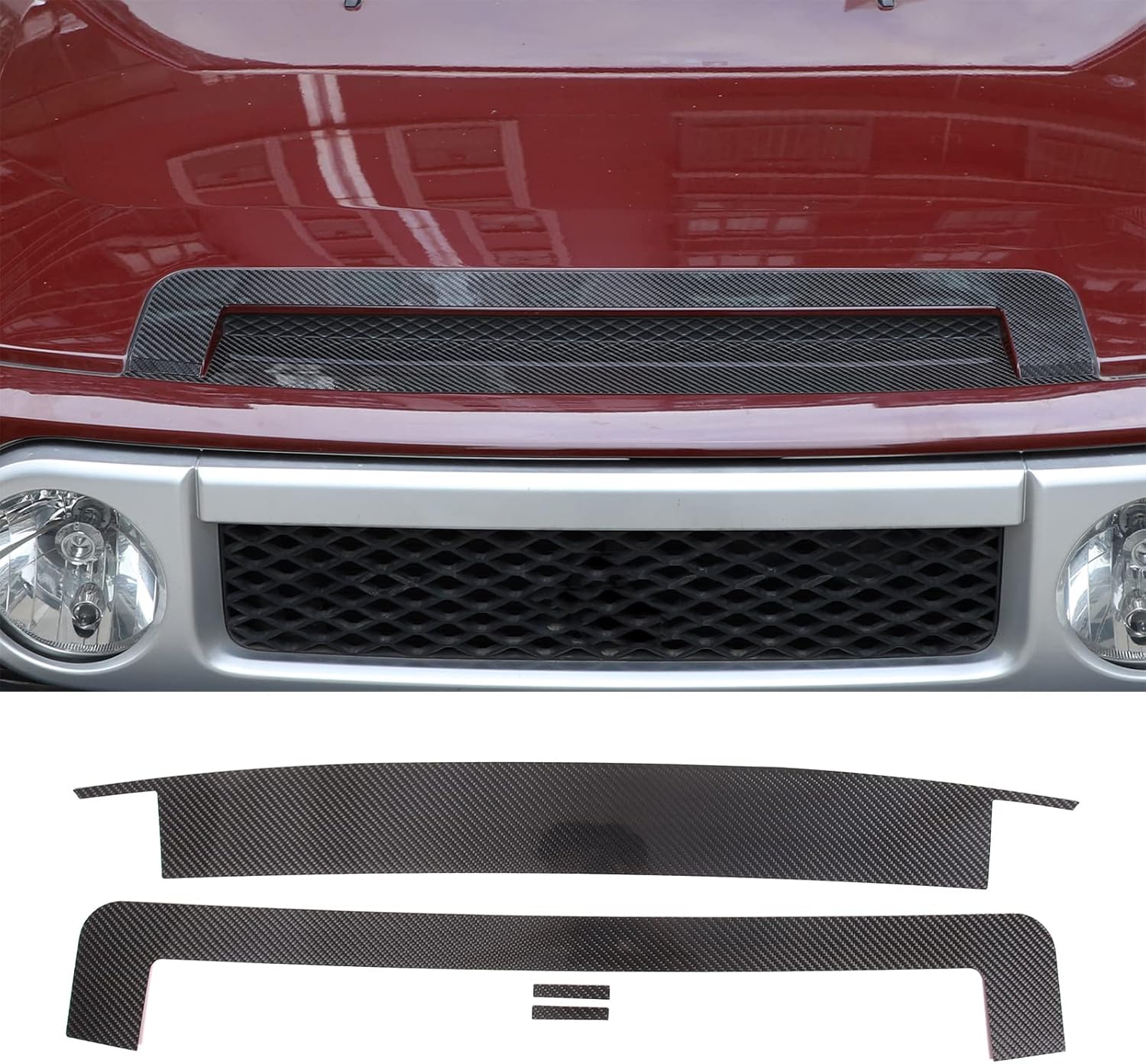 LLKUANG Real Carbon Fiber Hood Vent Deck Panel Decorative Sticker Compatible with Toyot@ FJ Cruiser 2007-2021 Louver Hood Deck Panel Air Vent Grille Cover Trim,4PCS