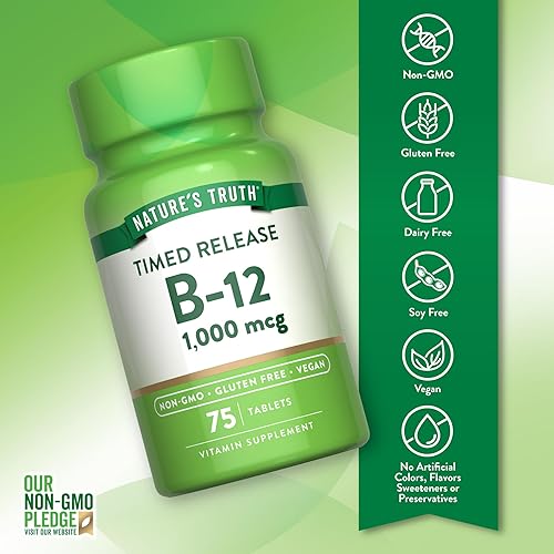 Miniatura 3 de Nature's Truth Vitamina B12 1000 mcg | 75 tabletas de liberación temporal | Suplemento vegano, sin OMG y sin gluten