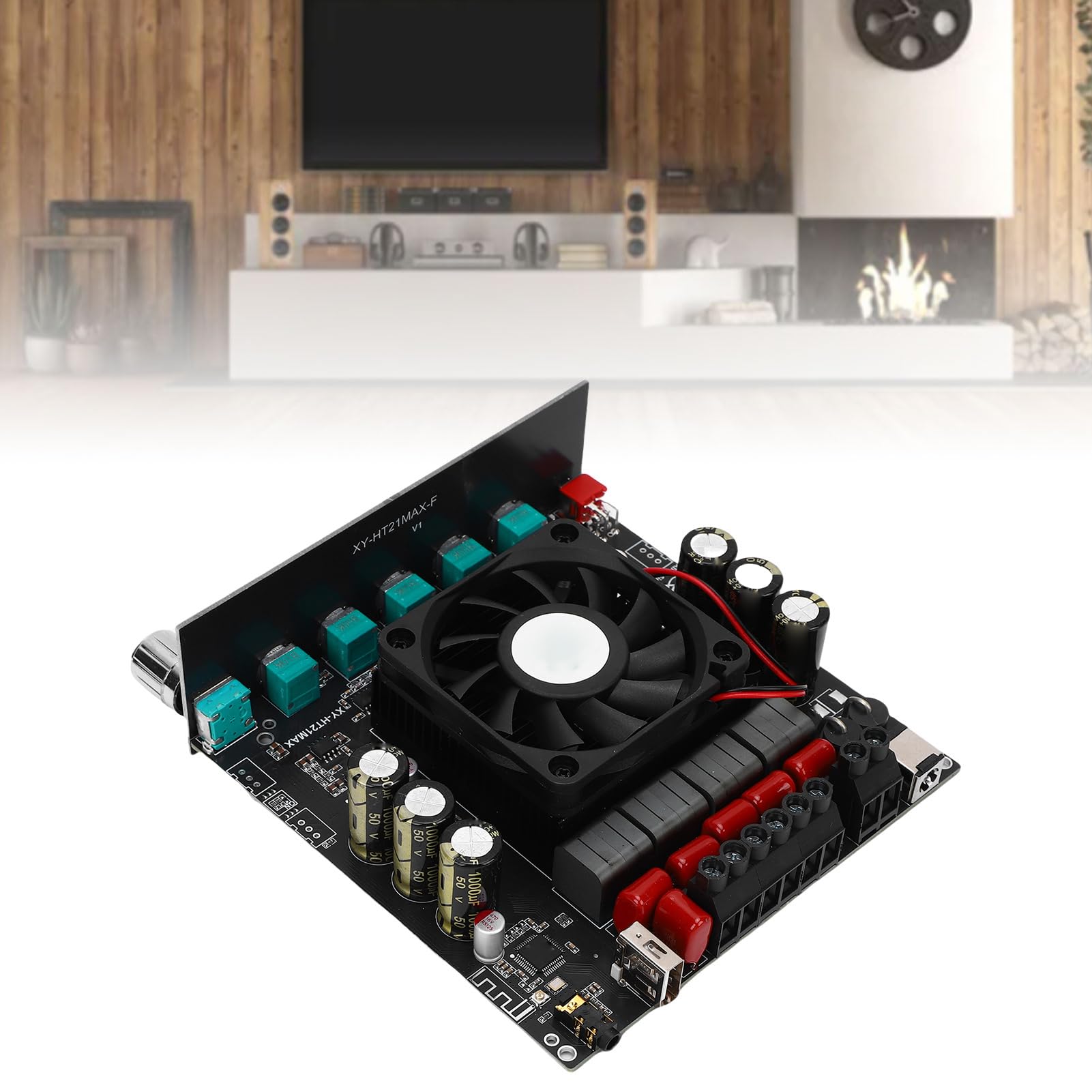 Jeffergarden Scheda Amplificatore Audio a 2.1, Materiale ABS Ad Alta Potenza 200 W per Altoparlante Domestico con Ingressi Bluetooth e AUX per Appassionati di Audio Fai da Te