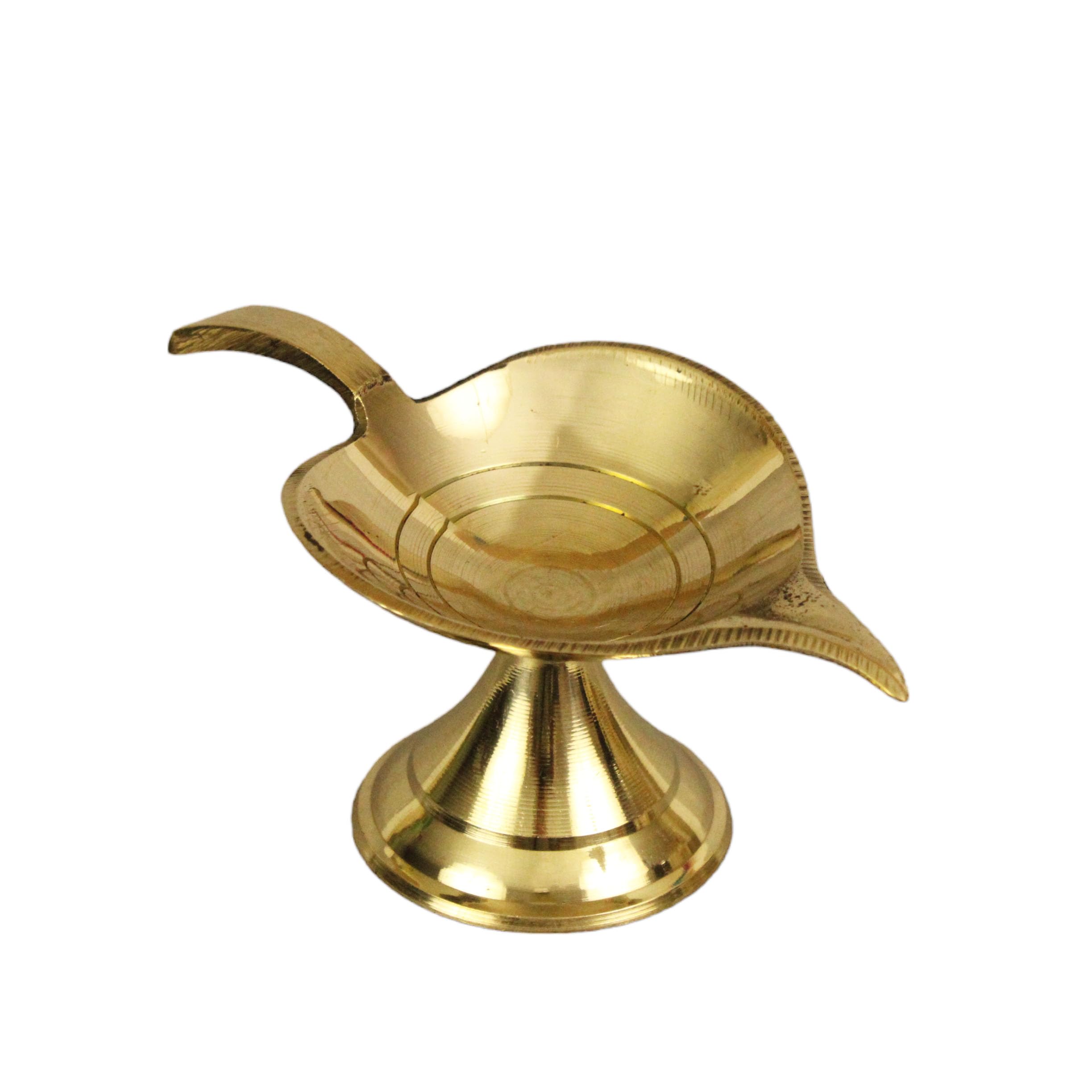 Spillbox Brass Diya for Puja | Pooja Aarti | Arti Deepak Deepam Oil Lamp for Home Temple Puja Articles Decor Gifts - Leaf Deep-image-48