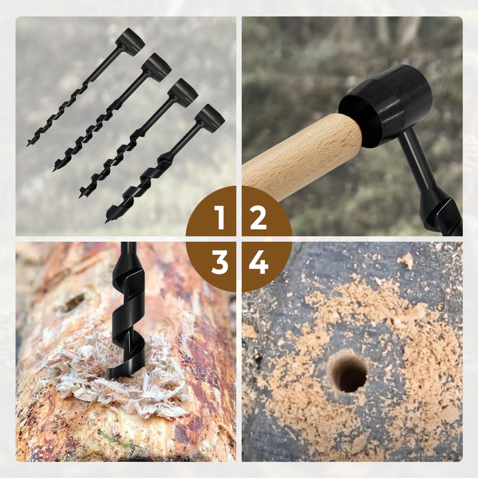 Tournevis manuel Bushcraft, tournevis multifonctionnel Bushcraft, tournevis manuel pour travail du bois, tournevis pour travail du bois, survie en plein air, camping (5 pièces)
