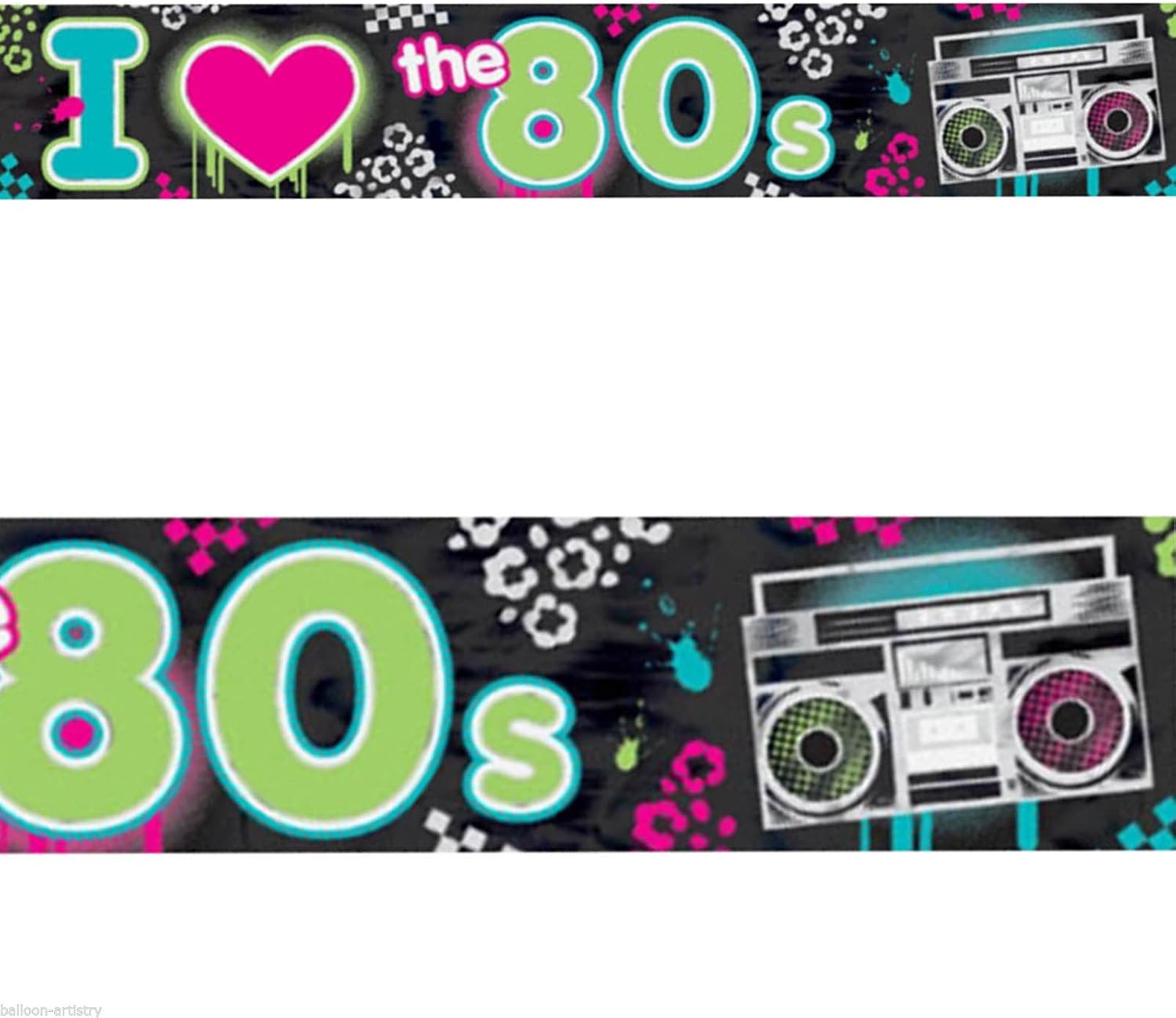 Amscan 80's Party Foil Banner, 25', Black