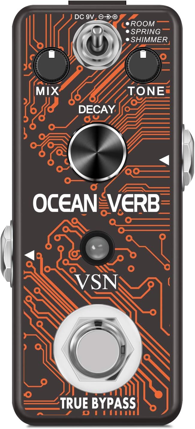 VSN Guitar Reverb Effect Pedal Digital Pedals Reverb Ocean Verb Effects Pedal Room/Spring/Shimmer 3 Modes for Electric Guitar Bass True Bypass …