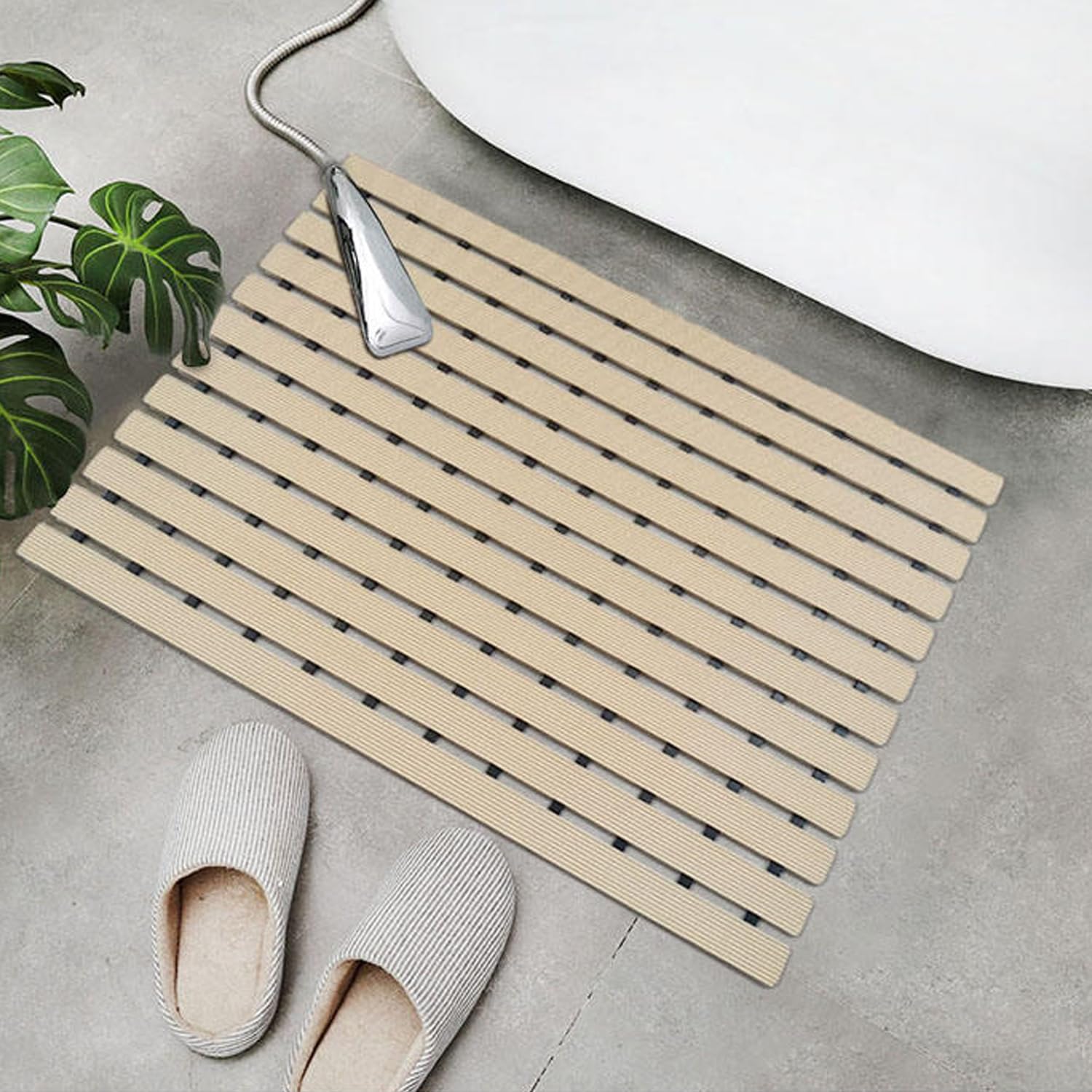 EPEDICShower mat household non-slip floor mat bath room anti-fall mat shower room shower mat waterproof anti-fall hollow floor mat (light yellow)