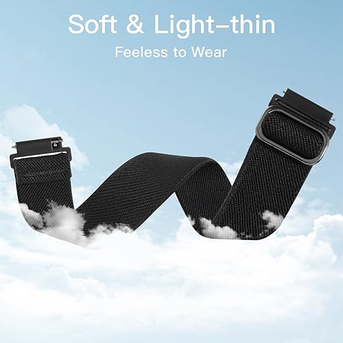 Miniatura 4 de Paquete de 5 correas elásticas de nailon compatibles con Garmin Venu 2SVivoactive 4SVivomove 3S, correas de tela elástica de 0.709 in para Garmin