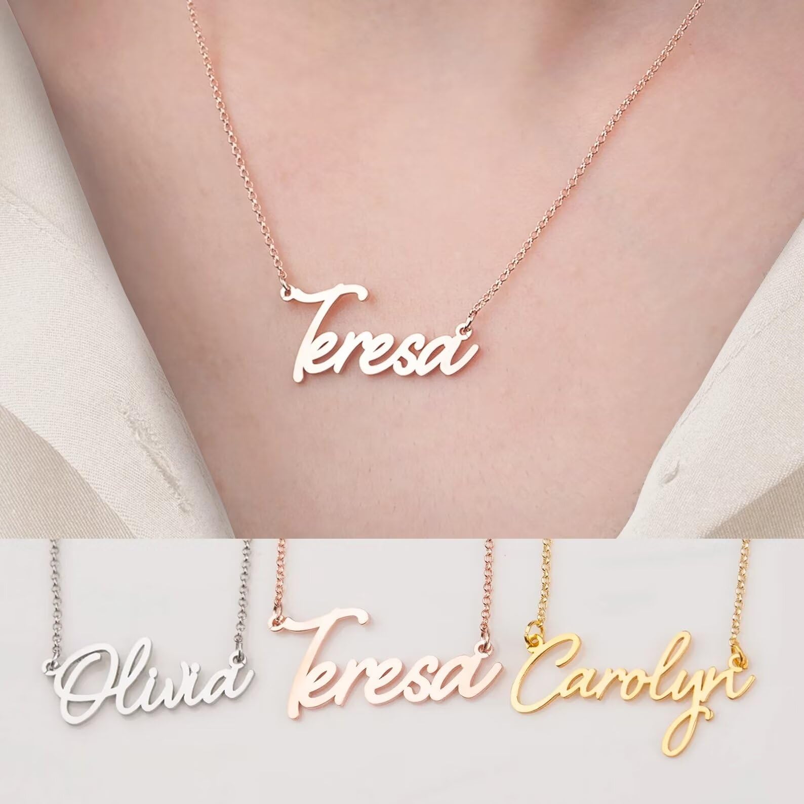 Collana personalizzata con nome placcata in oro 18 carati - Gioielli con nome personalizzati - Regalo perfetto per lei - Gioielli fatti a mano Regalo per la festa della mamma